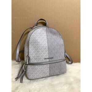 MICHAEL KORS Two Toned Gray RHEA Large Logo Backpack